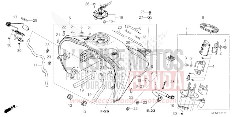 RESERVOIR A CARBURANT/POMPE A CARBURANT (2) de Africa Twin MAT IRIDIUM GRAY METALLIC (NHC64) 2025